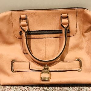 Lulu's Blush Soft Vegan Leather Lock Satchel Bag
